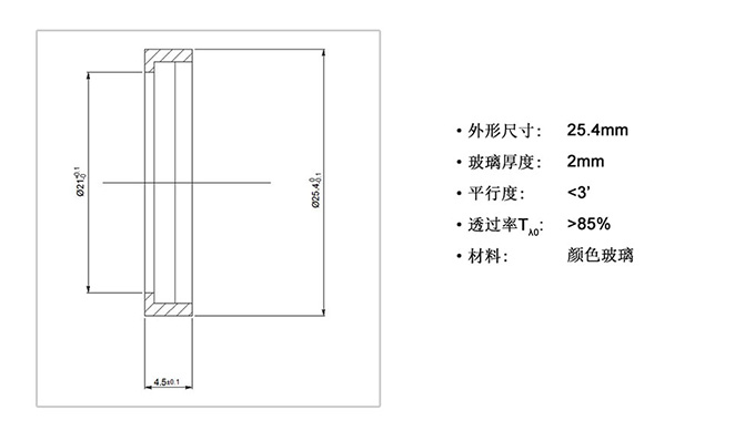 派迪威長波通濾光片(帶框)Φ25.4 LGP-3001 派迪威長波通濾光片(帶框)Φ25.4 LGP-3001
